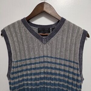 Vintage Prestige Linea Nova Mens Swaeter Vest Rayon Striped Large Preppy Profess